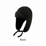 Women Sherpa Aviator Beanie - Warm Earflap Knit Hat Dark Coffee