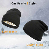 2Pcs Knit Beanie off white 06
