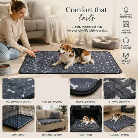2pcs Grey Bone Print Pet Pad, Size S (50×35cm) In Australia - Darrahopens