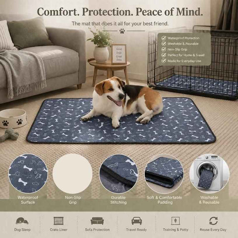 2pcs Grey Bone Print Pet Pad, Size L (70×50cm) In Australia - Darrahopens