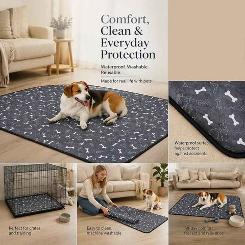 2pcs Grey Bone Print Pet Pad, Size XL (100×70cm) In Australia - Darrahopens