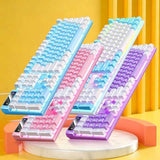 104 Keys Wired Keyboard White And Pink