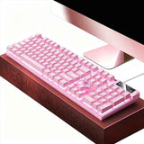 104 Keys Wired Keyboard Pink
