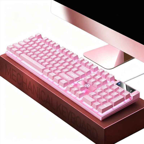 104 Keys Wired Keyboard Pink