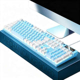 104 Keys Wired Keyboard Blue And White