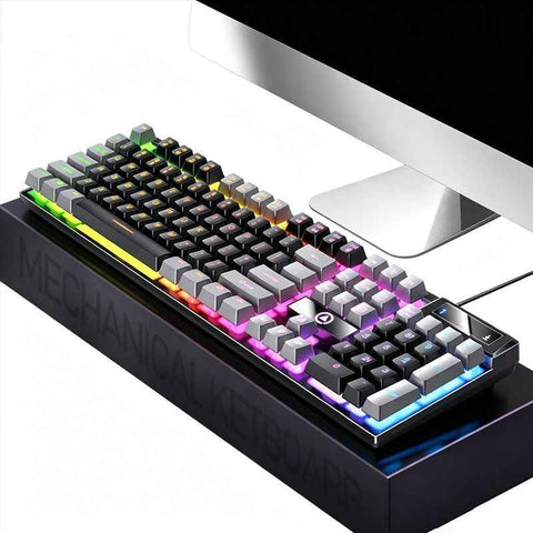 104 Keys Wired Keyboard Black And Gray