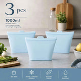 3 Pack Food-Grade Silicone Food Storage Bags, Light Blue, 1000ml In Australia - Darrahopens