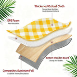 Thickened Foldable Aluminum Foil Insulated Picnic Basket-Yellow chequered pattern