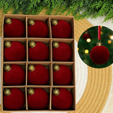 24pk Flocked Xmas Baubles Metal Cap, Burgundy 6cm In Australia - Darrahopens