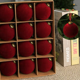 24pk Flocked Xmas Baubles Metal Cap, Burgundy 8cm In Australia - Darrahopens