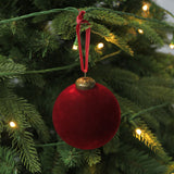 24pk Flocked Xmas Baubles Metal Cap, Dark Green 8cm In Australia - Darrahopens