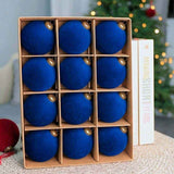 24pk Flocked Xmas Baubles Metal Cap, Royal Blue 6cm In Australia - Darrahopens