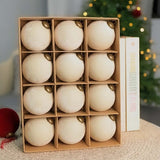 24pk Flocked Xmas Baubles Metal Cap, Off White 8cm In Australia - Darrahopens
