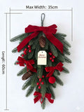 Xmas Teardrop Pine Swag, Red Velvet Bow Wall Door Hanging In Australia - Darrahopens