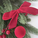 Xmas Teardrop Pine Swag, Red Velvet Bow Wall Door Hanging In Australia - Darrahopens