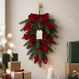 Xmas Teardrop Pine Swag, Red Velvet Bow Wall Door Hanging In Australia - Darrahopens