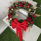 2pk Xmas Wreath Gold Leaf Red Bow, 40cm Diameter In Australia - Darrahopens
