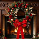 2pk Xmas Wreath Gold Leaf Red Bow, 50cm Diameter In Australia - Darrahopens