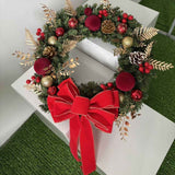 2pk Xmas Wreath Gold Leaf Red Bow, 50cm Diameter In Australia - Darrahopens