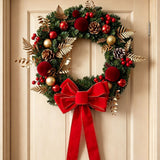 2pk Xmas Wreath Gold Leaf Red Bow, 60cm Diameter In Australia - Darrahopens