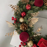 2pk Xmas Wreath Gold Leaf Red Bow, 60cm Diameter In Australia - Darrahopens