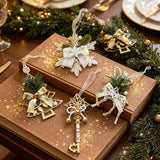 4pk Assorted White Gold Xmas Ornaments (Tree/Reindeer/Snowflake/Key) In Australia - Darrahopens