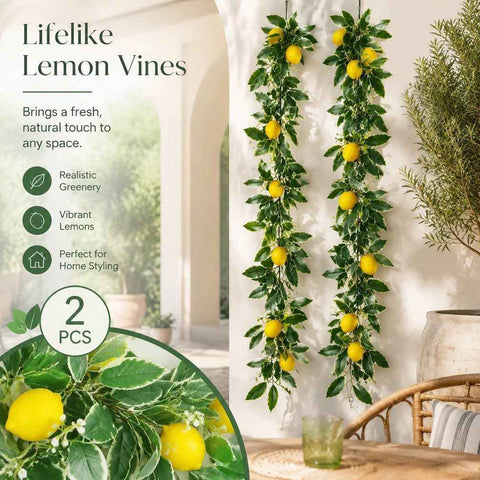 Style A Artificial Lemon Vine Wall Hanging Decor Kit Set of 2 In Australia - Darrahopens