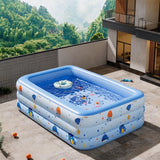 Enjoy Life Ocean Print Blow Up Swimming Pool 2.1m 3-Tier Blue Dream Foldable Rectangular Water Tub Garden Party In Australia - Darrahopens