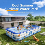 Enjoy Life Ocean Print Blow Up Swimming Pool 2.1m 3-Tier Blue Dream Foldable Rectangular Water Tub Garden Party