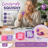 Mixed Pink & Purple Ice Cube Squishy 5cm 2 Pack, Balanced Pastel Relax Pair In Australia - Darrahopens