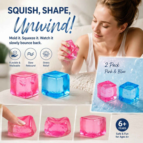 Mixed Pink & Blue Ice Cube Squishy 5cm 2 Pack, Warm Coastal Calm Twin Set In Australia - Darrahopens