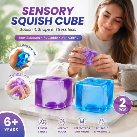 Mixed Purple & Blue Ice Cube Squishy 5cm 2 Pack, Cool Muted Unwind Toy Set In Australia - Darrahopens
