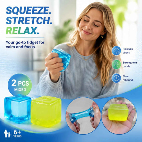 Mixed Blue & Green Ice Cube Squishy 5cm 2 Pack, Coastal Garden Chill Twin Set In Australia - Darrahopens