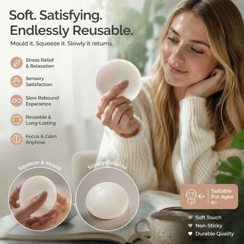 Pure Dreamy White Squishy, Mellow Unwind Desk Toy 6cm 3 Pack In Australia - Darrahopens