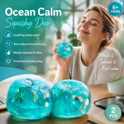 Seashell Apple Shaped Squishy, Unique Dual Design Calming Toy 6cm 2 Pack In Australia - Darrahopens