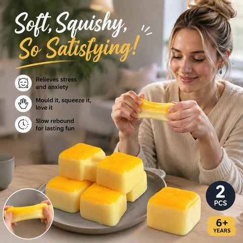Stretchy Rice Cake Silky Mud Squishy 2 Pack, Instant Stress Release Pair In Australia - Darrahopens