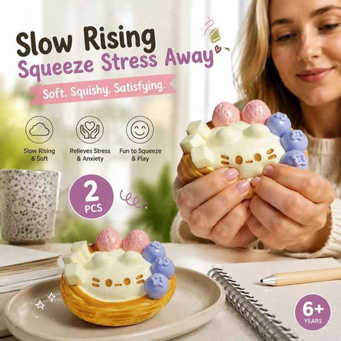 Kitten Egg Tart Pocket Squishy Twin Set, Portable Calming Toy Duo In Australia - Darrahopens