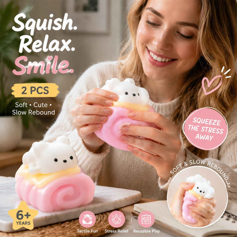Rabbit Towel Roll Cute Food Squishy Twin Pack, Sweet Relax Toy Duo In Australia - Darrahopens