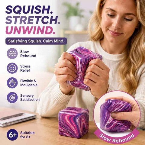 Dreamy 5.5cm Marbled Purple Ice Cube Squishy In Australia - Darrahopens