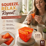 Cheerful 5.5cm Marbled Orange Ice Cube Squishy In Australia - Darrahopens