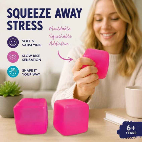 Soothing 5.5cm Solid Pink Ice Cube Squishy 2 Pack In Australia - Darrahopens