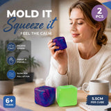 Coastal Marbled Blue + Solid Green Ice Cube Squishy 2 Pack In Australia - Darrahopens