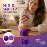 Cool Tone Marbled Blue + Solid Purple Ice Cube Squishy 2 Pack In Australia - Darrahopens