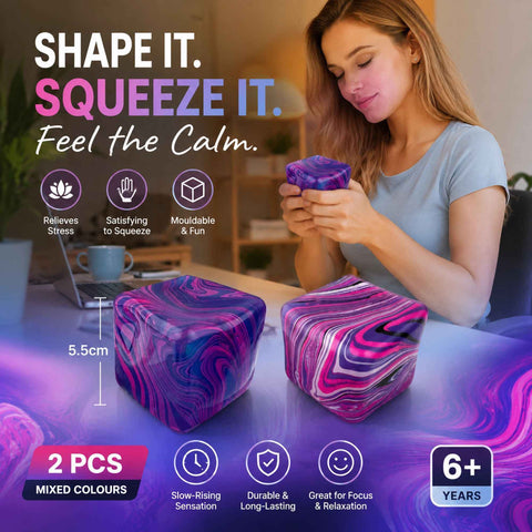 Swirl Mood Boost Marbled Blue + Marbled Purple Ice Cube Squishy 2 Pack In Australia - Darrahopens