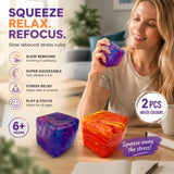 Bright Relax Marbled Blue + Marbled Orange Ice Cube Squishy 2 Pack In Australia - Darrahopens