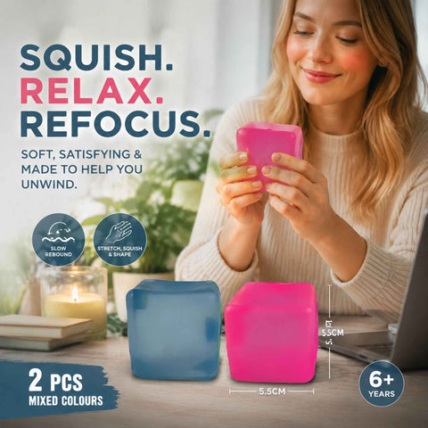 Cozy Calm Solid Blue + Solid Pink Ice Cube Squishy 2 Pack In Australia - Darrahopens