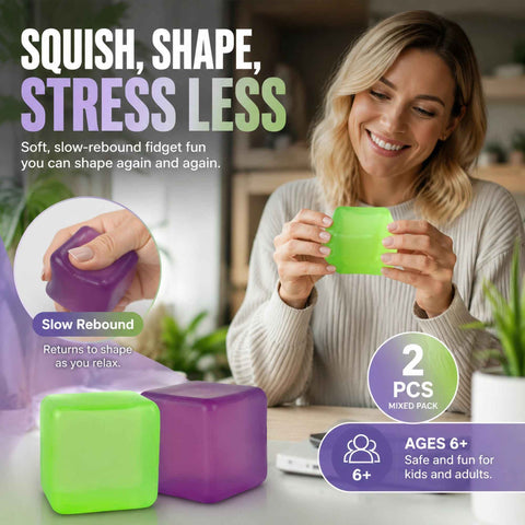Earthy Muted Solid Green + Solid Purple Ice Cube Squishy 2 Pack In Australia - Darrahopens