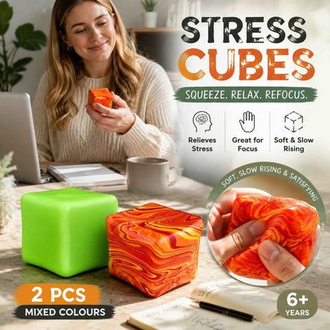 Sunny Calm Solid Green + Marbled Orange Ice Cube Squishy 2 Pack In Australia - Darrahopens