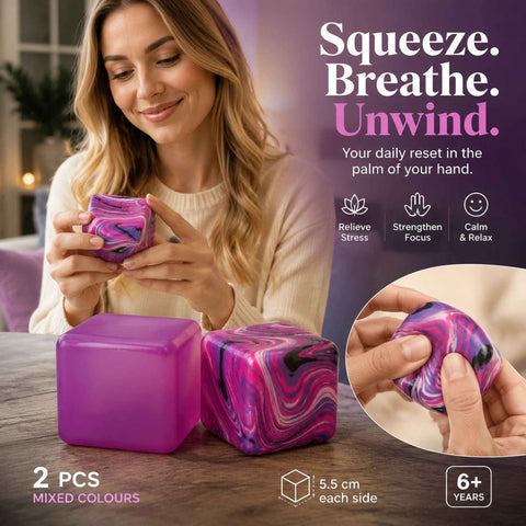 Matching Muted Solid Purple + Marbled Purple Ice Cube Squishy 2 Pack In Australia - Darrahopens