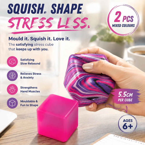 Pastel Swirl Solid Pink + Marbled Purple Ice Cube Squishy 2 Pack In Australia - Darrahopens